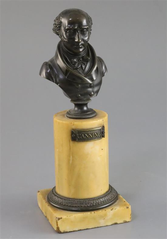 A Victorian bronze bust of Charles Canning, 1st Earl Canning, former Governor-General of India, 8.5in.